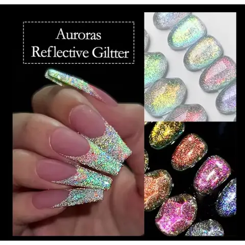 1 PCS diamond nail powder Nail Supplies Reflective Glitter Nail Powder Sequins Sparkly Flash Crystal Pigment Powder Nails Dust