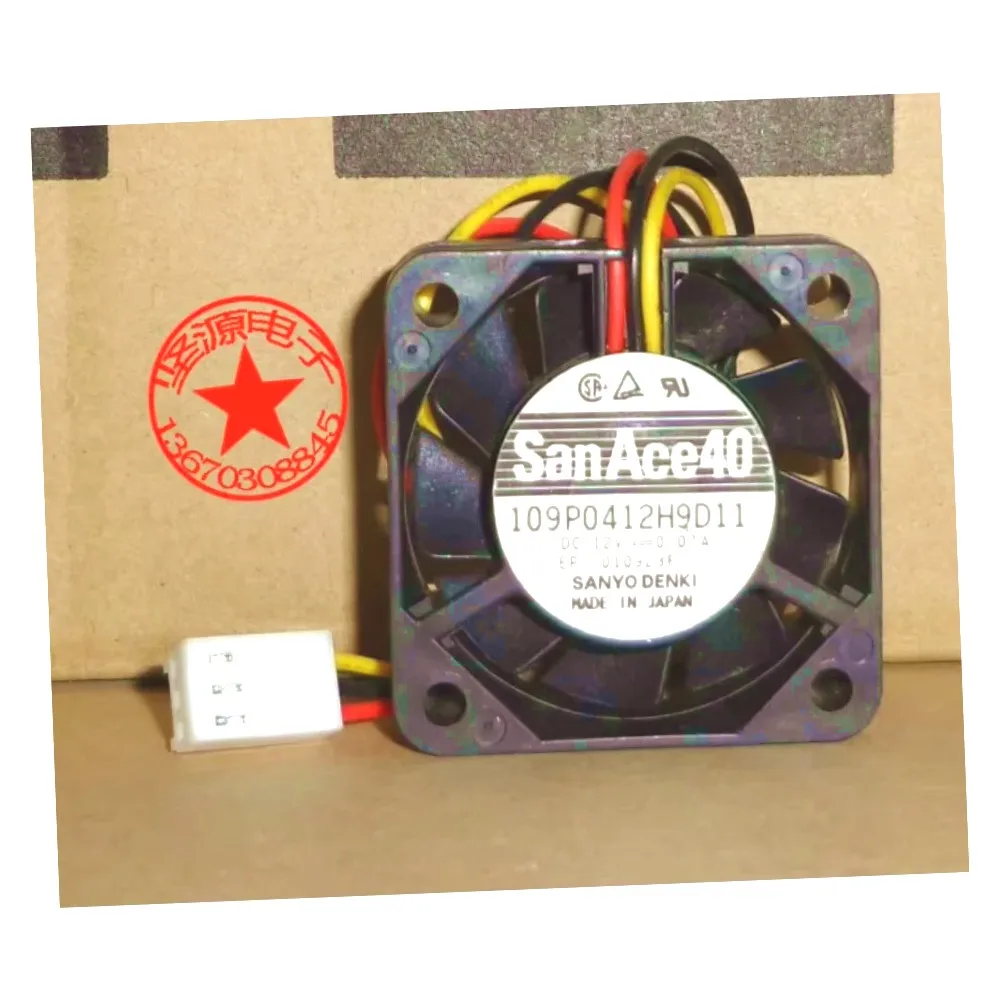Sanyo Denki 109P0412H9D11 DC 12V 0.07A 40x40x10mm 3-wire Server Cooling Fan
