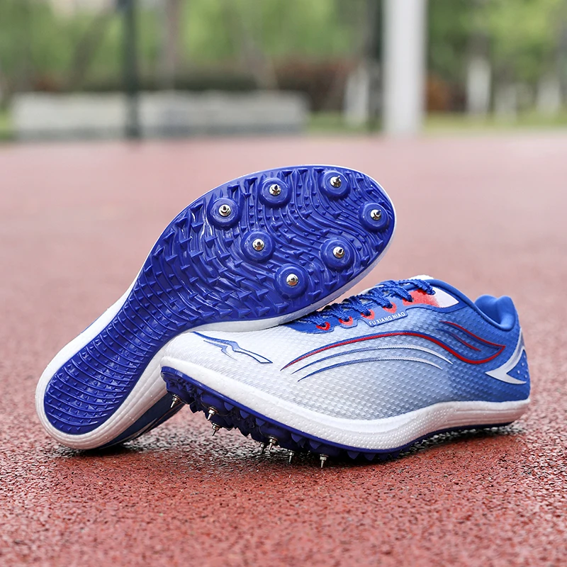 

Men Track and Field Shoes Training Sneakers Spike Shoes Running Soft Racing Match Professional Jumping Footwears