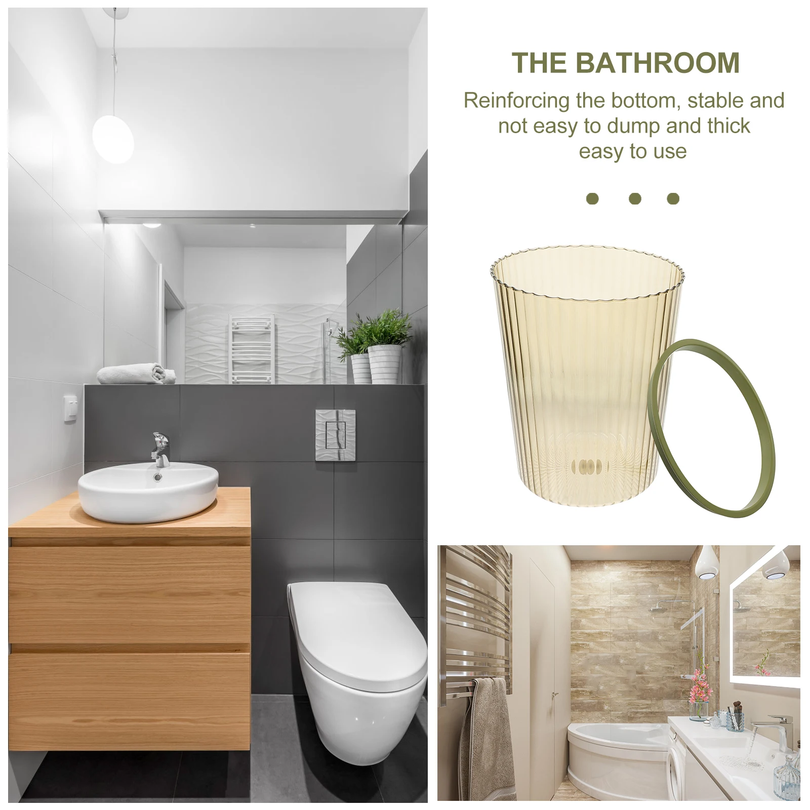 

PET Transparent Trash Bin Green Large Capacity Bedroom Bathroom Office Garbage Can Waste Bins Rubbish Container Practical