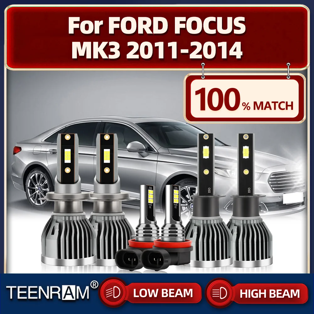 

60000LM Turbo LED Headlight Bulbs 360W Car Headlamps With Fan 6000K Fog Lights 12V For FORD FOCUS MK3 2011 2012 2013 2014