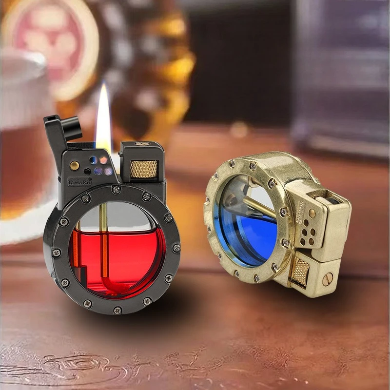 Creative Semi-automatic Ejection Oil Lighter, Retro Grinding Wheel Open Flame Cigarette Lighter, Exquisite Men's Lighter Gift