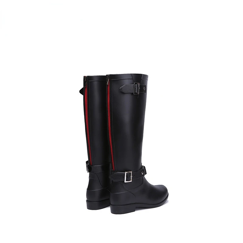 Rain Boots Fashion Water Boots Women\'s Long Sleeve Zipper High Heel Motorcycle Boots Waterproof and Anti Slip Rain Shoes Women