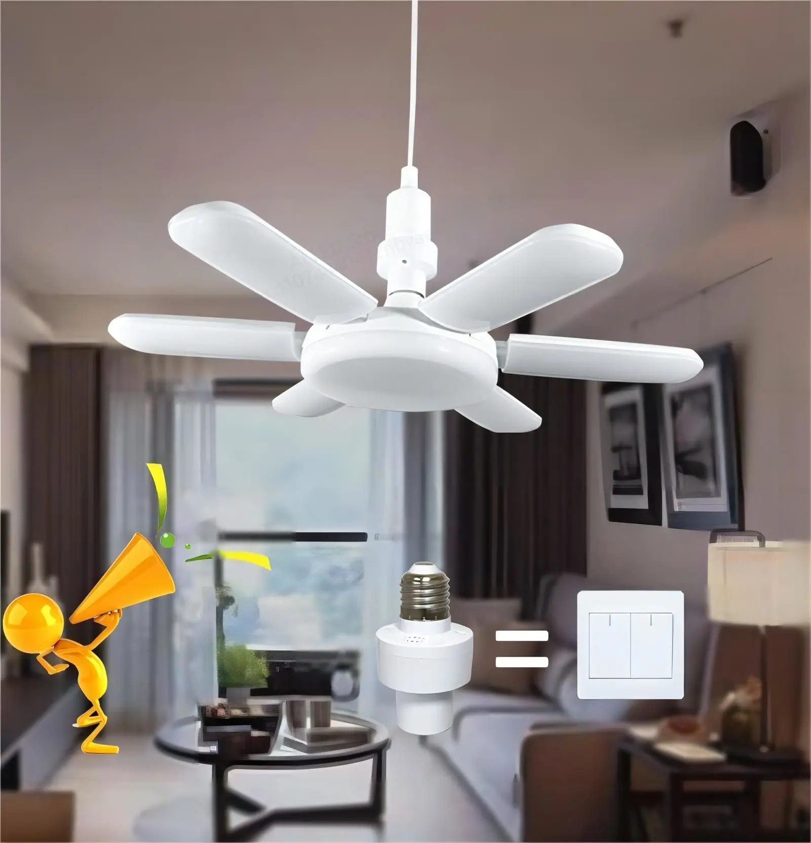 150W E27 LED Bulb Fan Blade Timing Lamp 220V 110V Foldable Led Light Bulb Lampada For Home Ceiling Light With Remote Controller