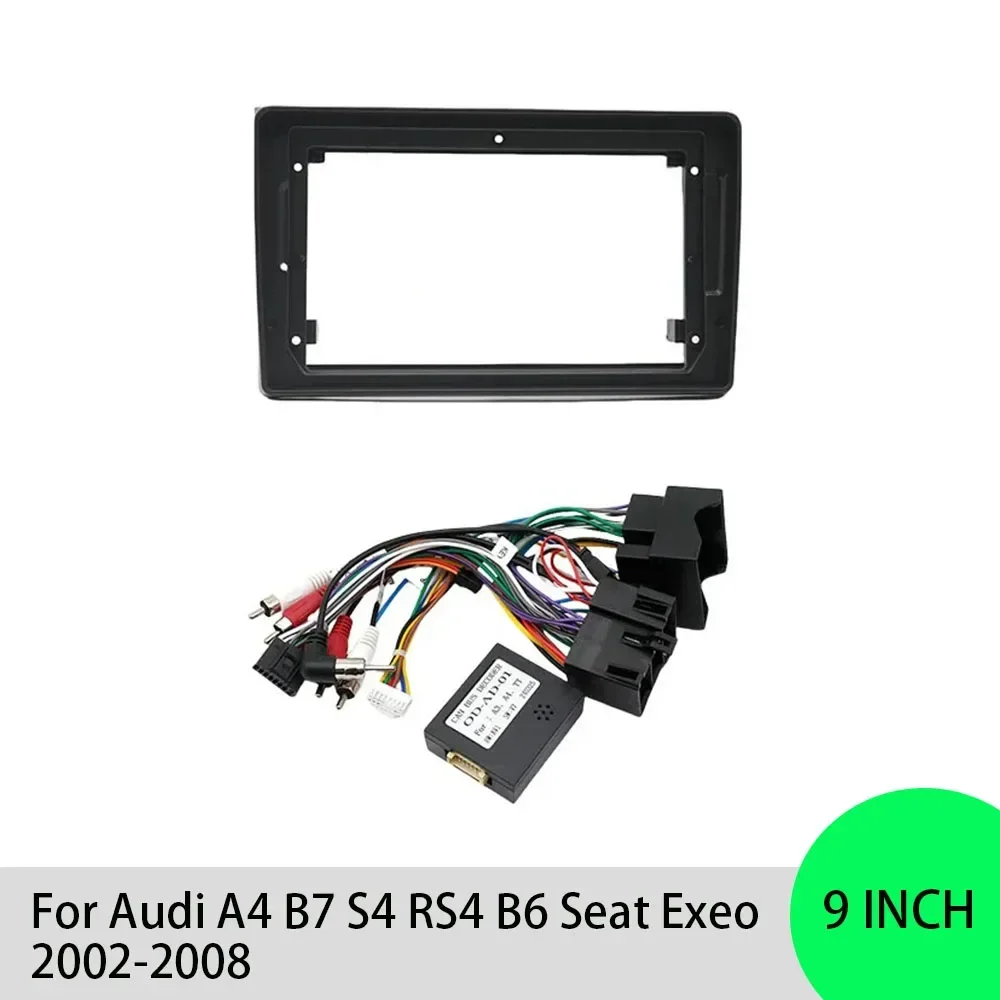 For Audi A4 B7 S4 RS4 B6 Seat Exeo 9 Inch Car Fascia Frame Adapter Canbus Box Decoder Android Radio Dash Fitting Panel Kit