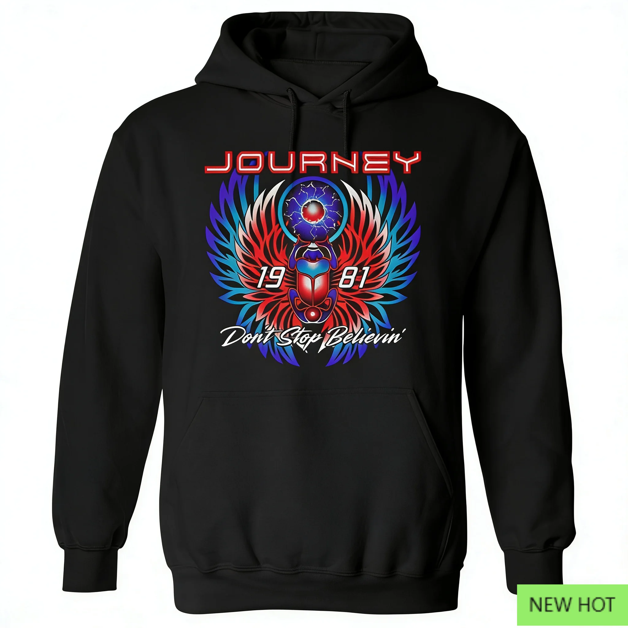 Journey Don't Stop Believin' 1981 Sudadera con capucha gráfica, sudadera clásica de rock, perfecta para fanáticos que aman el estilo de banda y inspirador