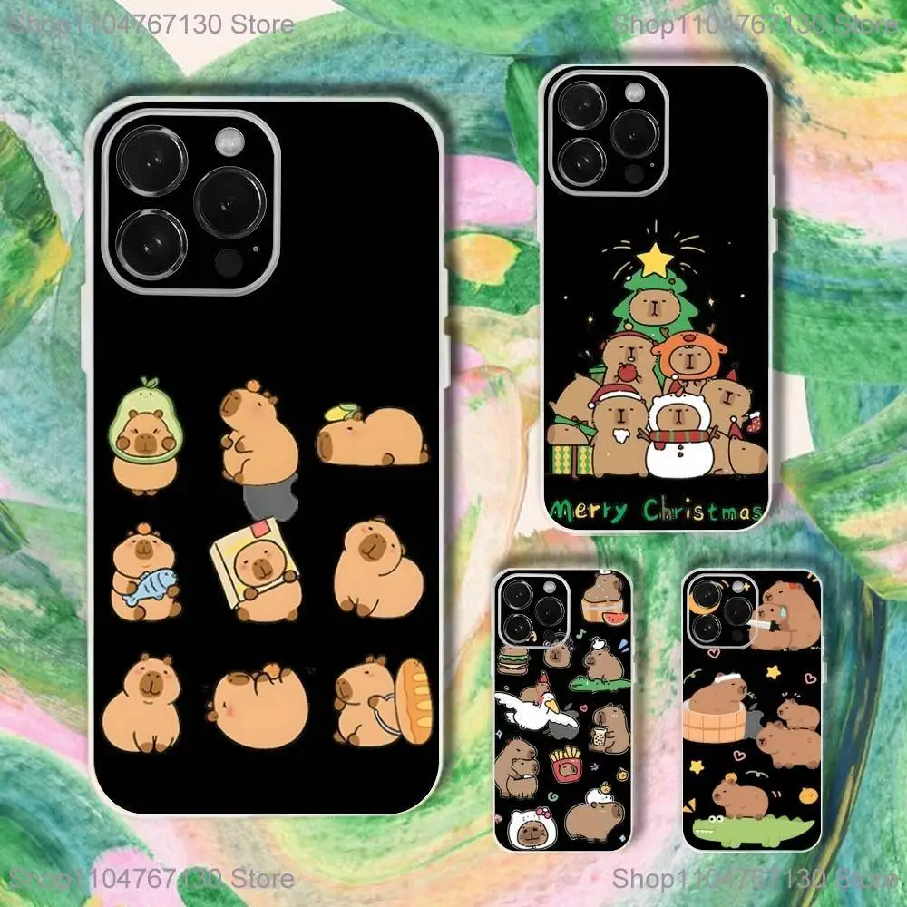 

Чехол для телефона с забавным милым рисунком капибары для iPhone 17,16,15,14,13,12,11 Plus,Pro,Max,XR,XS,Plus,E,SE4, мини-прозрачный чехол