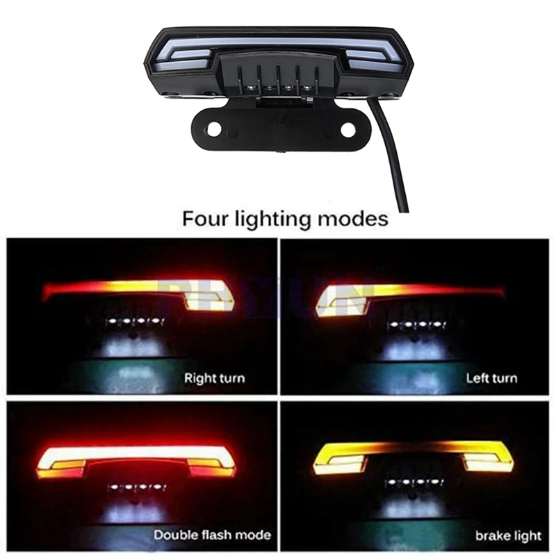 Universal Motorcycle Tail Rear Brake Stop Light Waterproof Double Flash Warning Dynamic Turn Signal License Light