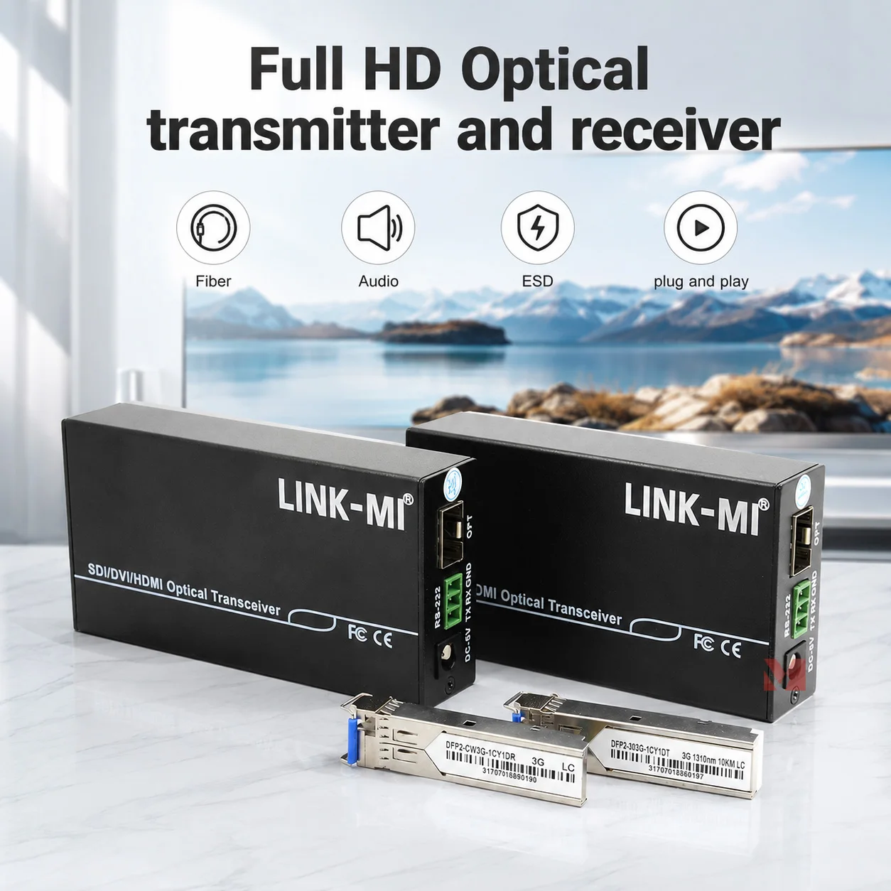 Full HD 1080P60Hz HDMI Extender Optical Transmitter Receiver One Way Audio Extender Plug And Play