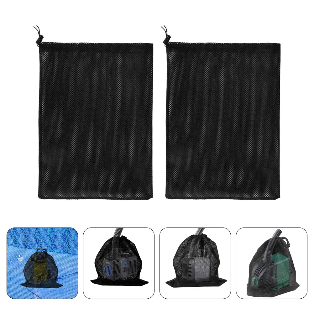 2 Pcs Water Pump Filter Pond Pouch Bag Mesh Drawstring for Aquarium Swimming Pool Debris Filtration Tear Resistant