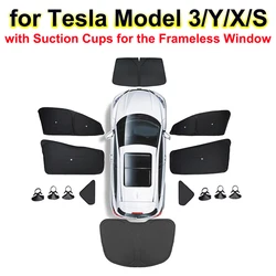 for Tesla Model Y 2024 2025 Sunshade Front Rear Windshield Sun Shade Cover with Suction Cup Model X S 3 Highland Accessories
