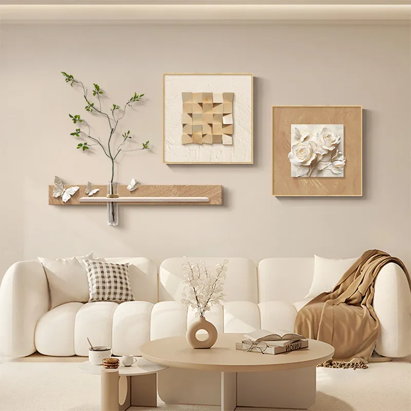 Whipped Cream Wind Living Room Decorative Painting Three-dimensional Sandstone Painting Sofa Background Wall Hanging Painting Di