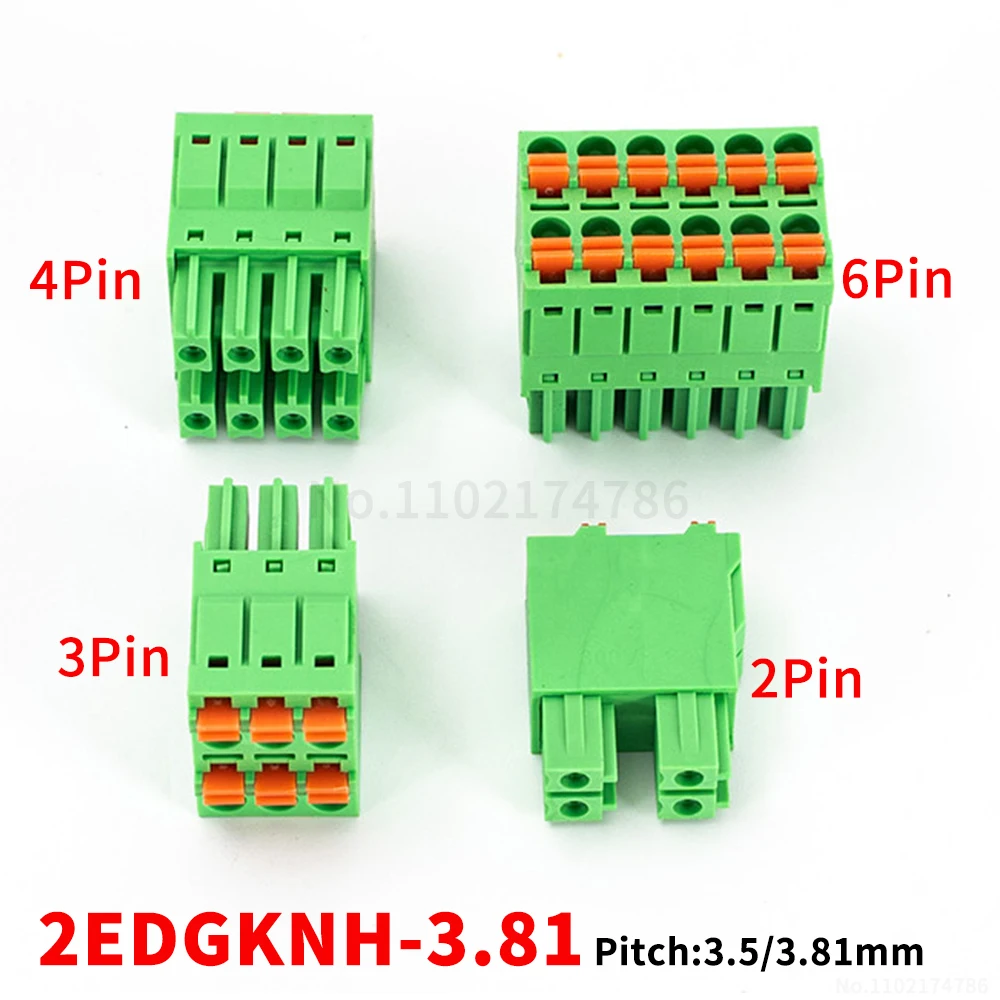 (1 pcs) 15EDGKNH - 3.5mm 3.81mm dual-row spring-loaded slim-profile double-layer screwless terminal block plug 2EDGKNH 3.81 3.5