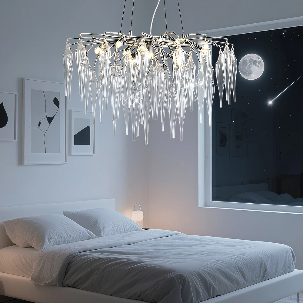 

Luxury Round Glass Chandelier For Living Dining Room Bedroom Gold And Silver Modern Pendant Light With Amber Glass Lampshade