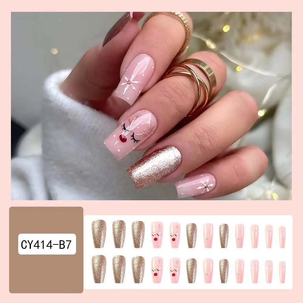 Ensemble de faux ongles de Noël, couverture complète, accessoires de manucure, N64.DIY, 24 pièces