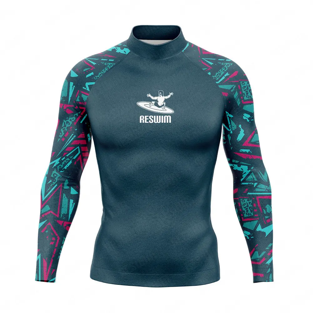 Męskie stroje kąpielowe do surfingu Rash Guard z długim rękawem Kombinezon do surfingu Ochrona przed promieniowaniem UV Podstawowa skóra Nurkowanie