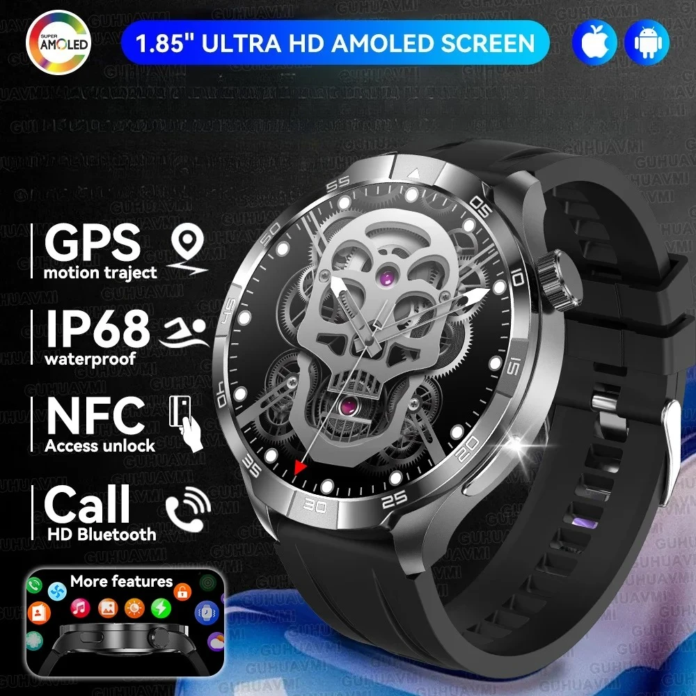 

XIAOMI 2026 Smart Watch Men 1.85" HD AMOLED Screen GPS trajectory Heart Rate Compass NFC BT Call SmartWatch IP68