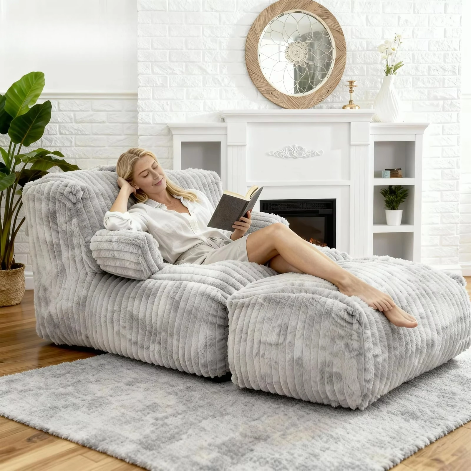 

Ergonomic Grey Design Luxury High Density Foam Portable Comfortable Boneless Sofa Living Room Sofa with Fixed Armrest