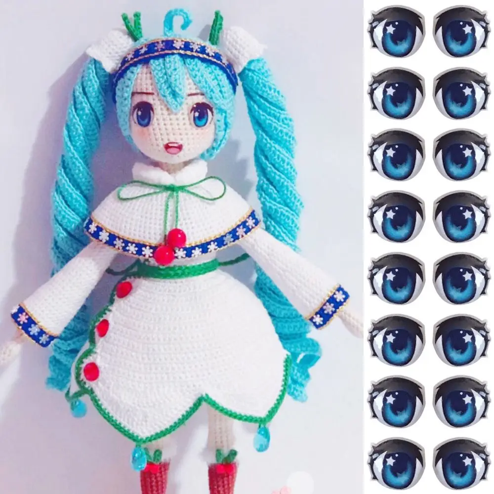 New rabbit Cartoon Eyes Stickers Glass crystal Eye Chips Paper Anime Figurine Stars 8/10/12/15mm Face Organ Paster