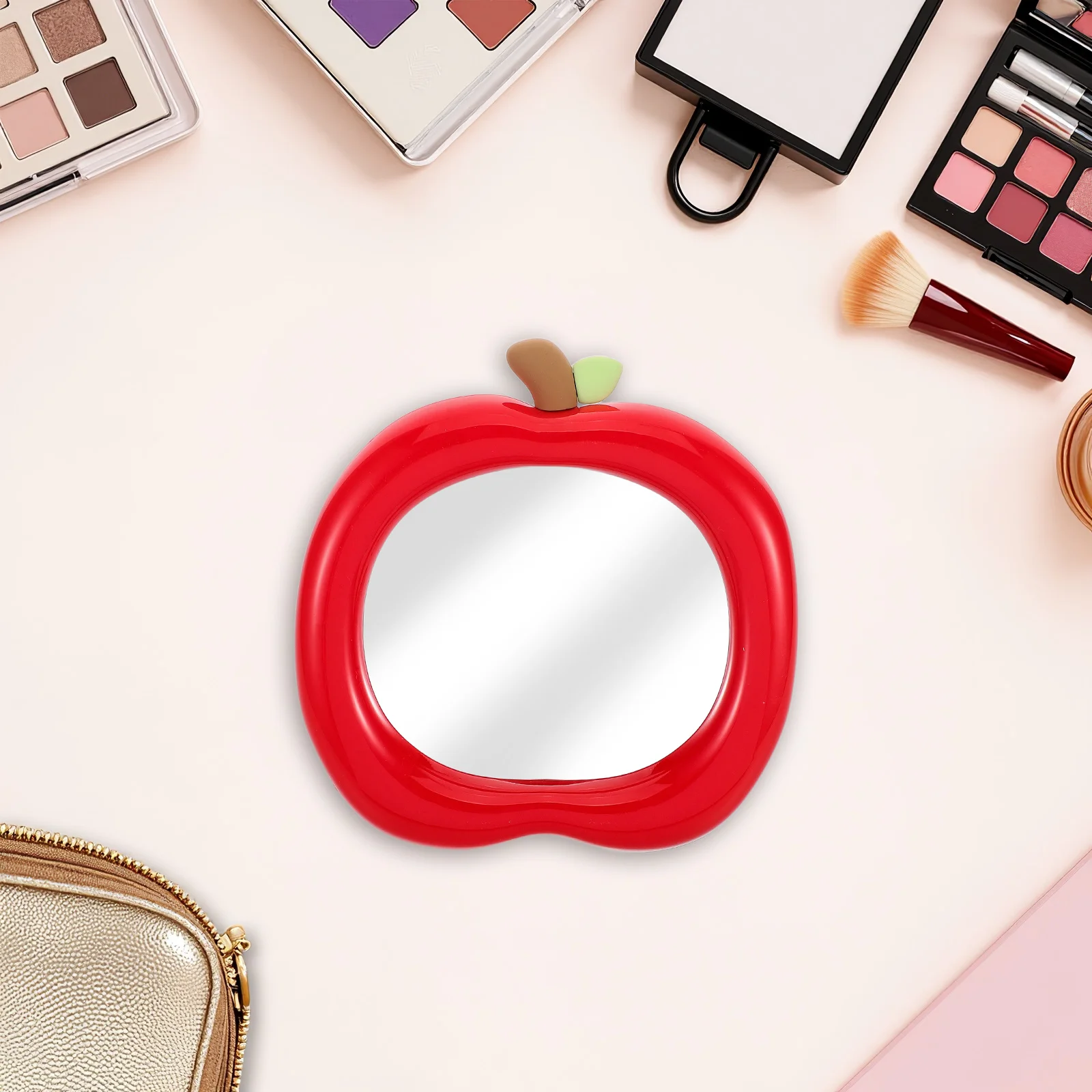 귀여운 휴대용 책상 거울 컴팩트 메이크업 거울 안정적인 스탠드 사무실 가정용 테이블탑 소녀 여성용 작은 핸드백 거울