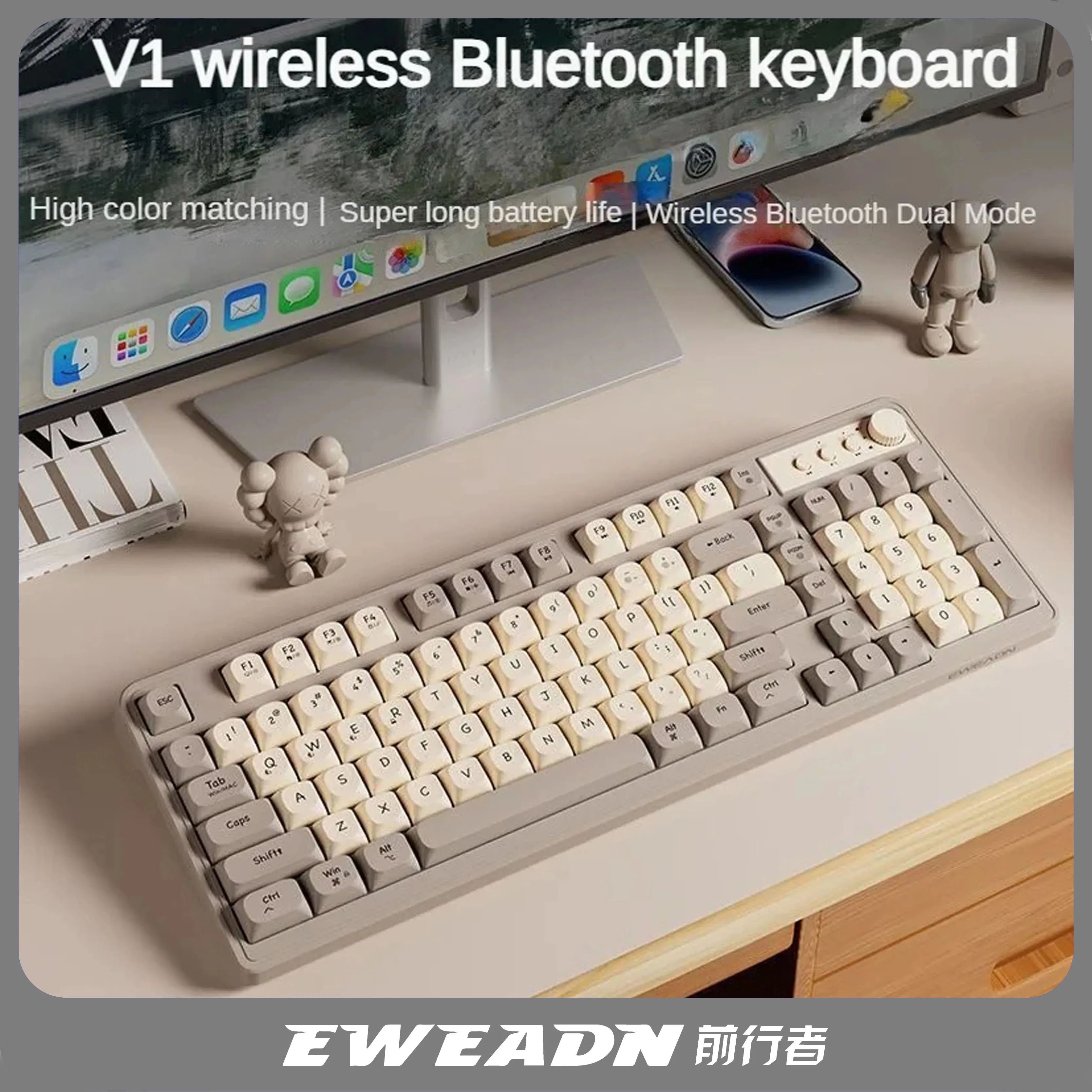 

Беспроводная Bluetooth-клавиатура EWEADN V1, Двухрежимная Механическая мультимедийная клавиатура с ручкой, аксессуары для ПК, ноутбука, игровая Офисная Клавиатура