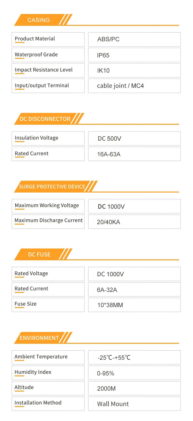 500 V 2 In 2 Out Solar PV Combiner Box Überspannung Blitz Verteilung Schutz DC Sicherung IP65 Wasserdicht 16/20/25/32/40/50/63 A – Detail 4