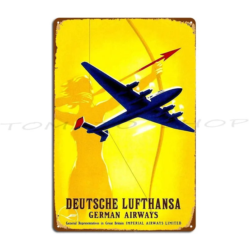 Deutsche Lufthansa German Airway Metal Sign Cinema Kitchen Garage Wall Decor Iron Tin Sign Poster