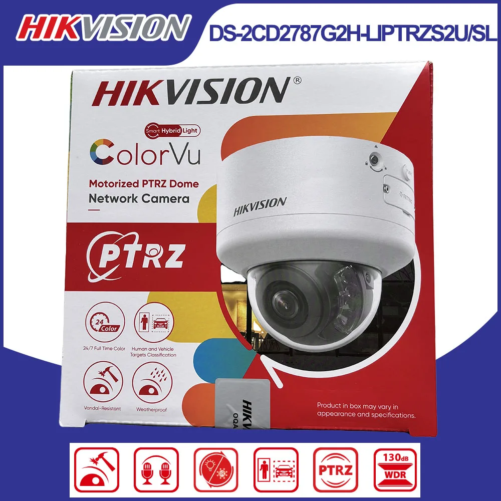 Kamera IP Hikvision DS-2CD2787G2H-LIPTRZS2U/SL 8MP PTZ Dome ColorVu 130dB WDR z alarmem dźwiękowym i stroboskopem, IP66 IK10 PoE, zewnętrzna kamera CCTV