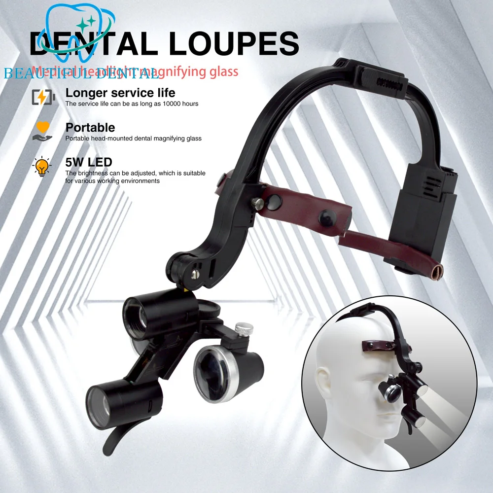 Dental Headlight Amplified Binocular 2.5X and 3.5X Binocular Dental Loupe Magnification for Dental Surgery Laboratory Equipment