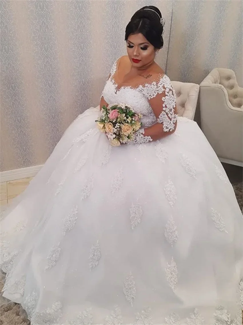 

Glitter Bead Lace African Wedding Dresses for Bride 2026 Luxury Long Sleeves Ball Gown Vestidos De Novia Bridal Gowns Customized
