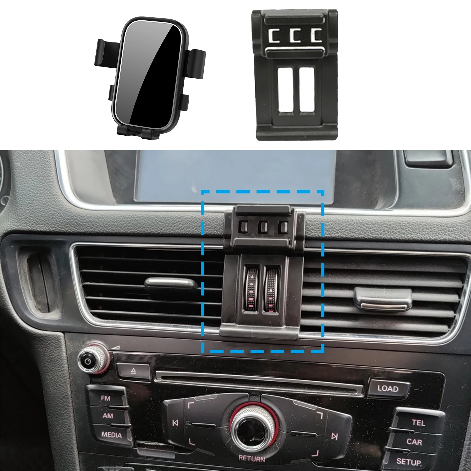 

for Audi Q5 8R 2010 2011 2012 2013 2014 2015 2 Phone Holder Screen Fixed Navigation Bracket Base Wireless Charging a Accessories