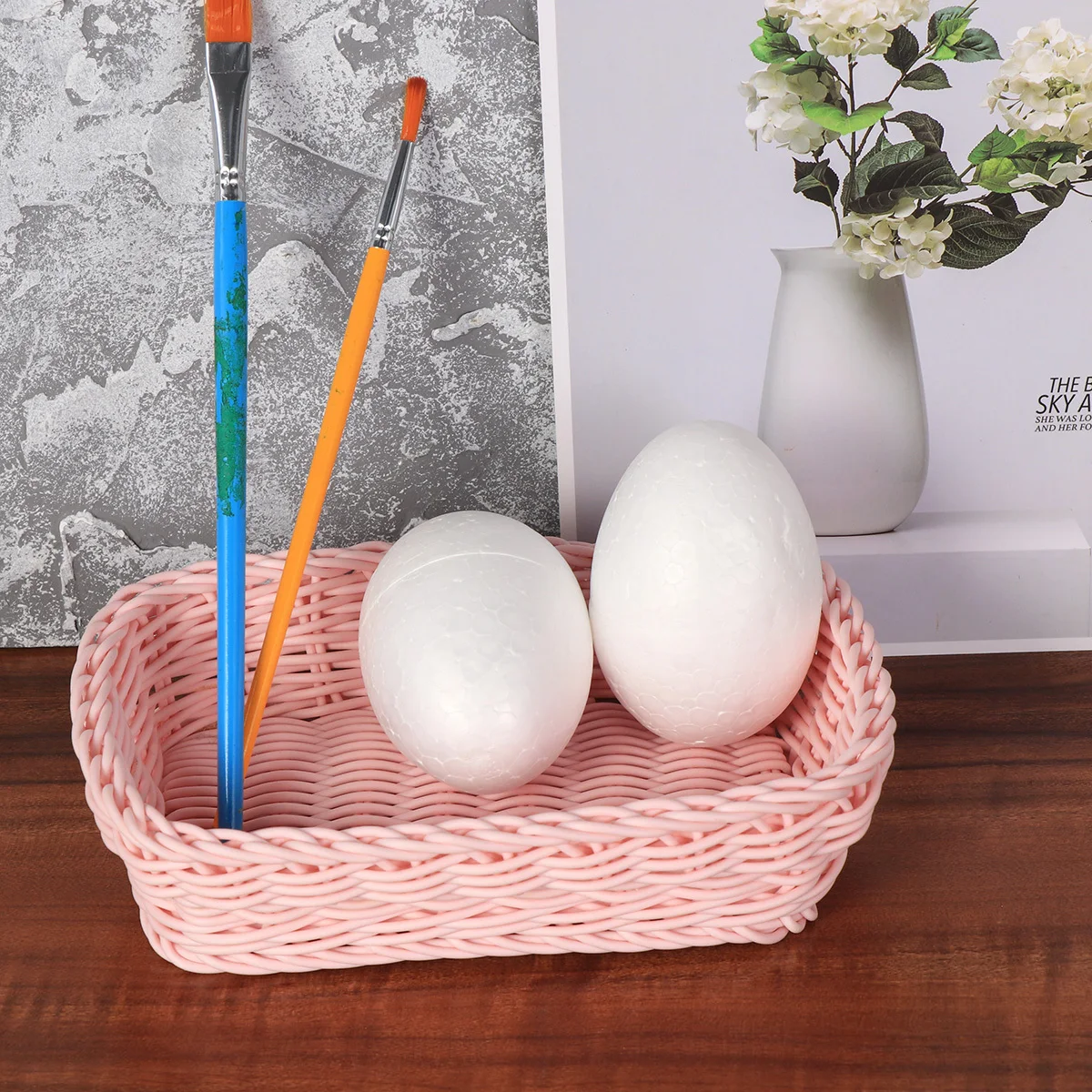 

50Pcs White Craft Eggs 6Cm Foam DIY Easter Decorations Reusable Painting Craft Supply for Holiday Festival Party Use