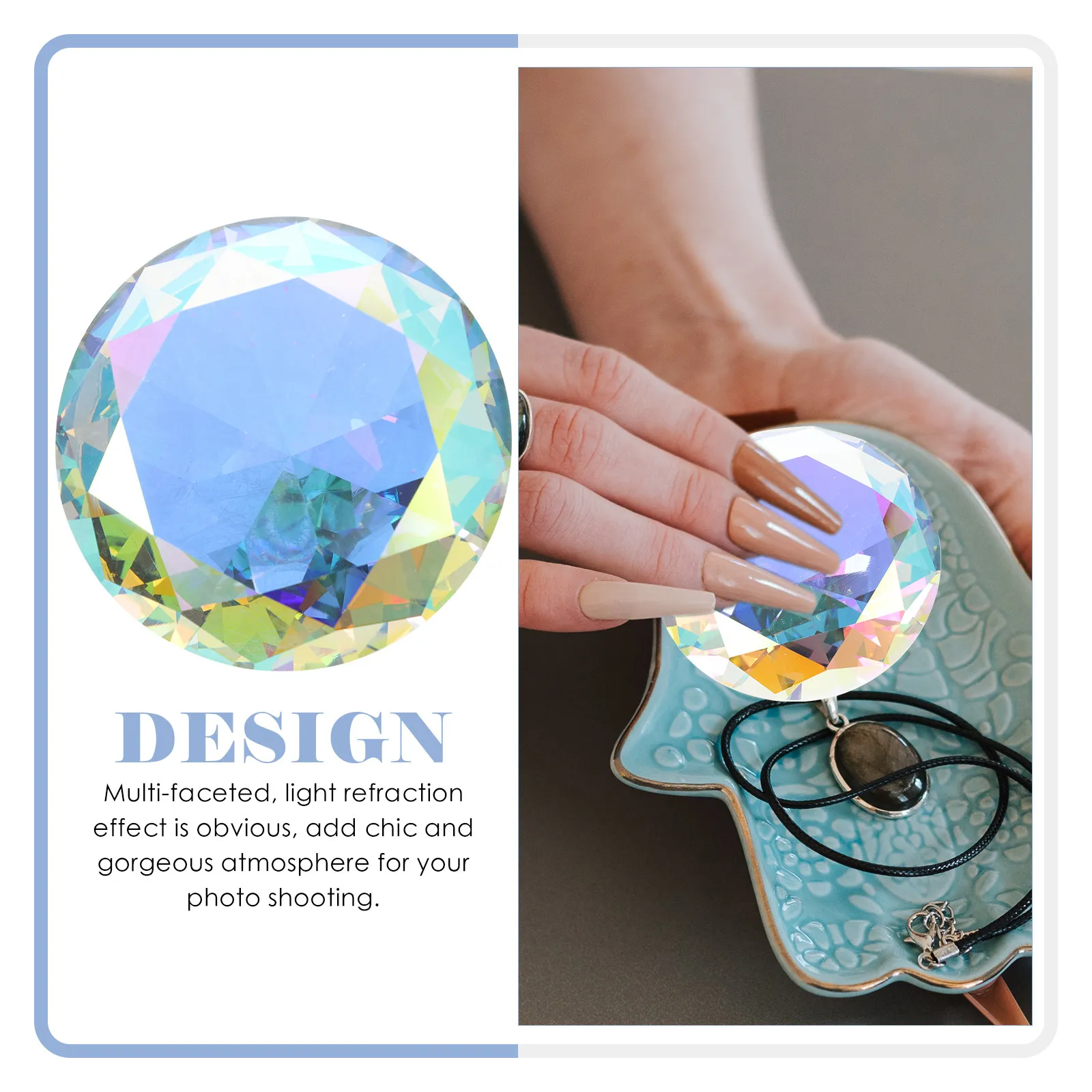 

2 шт. хрустальные декоративные элементы для фотосъемки, украшения для демонстрации ювелирных изделий и дизайна ногтей, элегантные светоотражающие декоративные кристаллы