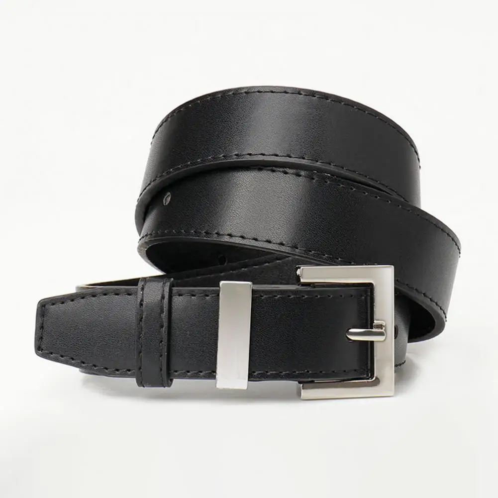 

Square Button Belt Women Belt Geometric Square Buttons Women's Jeans Belt with Adjustable Length Multi Holes for Stylish