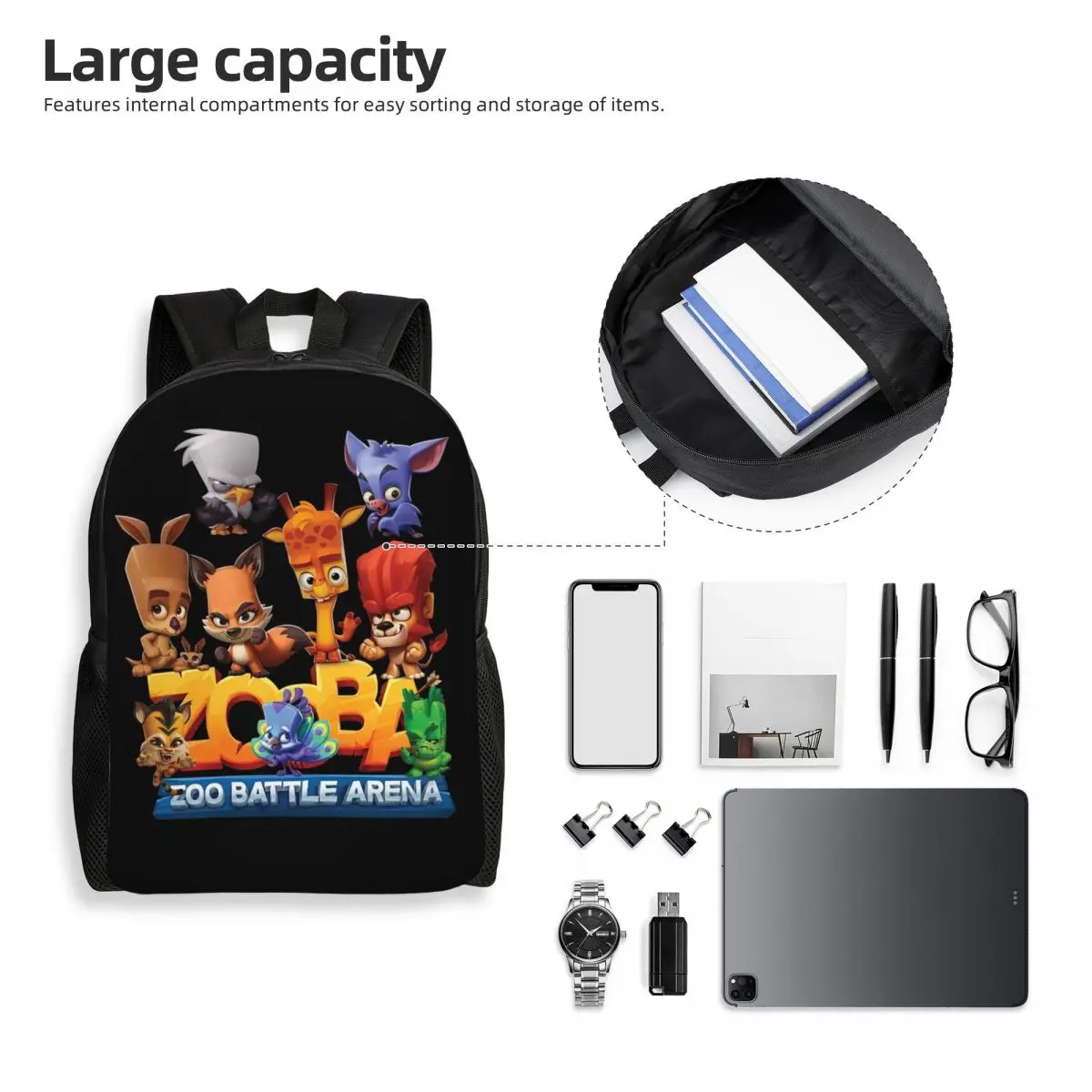 Zooba Battle Arena - Happy Backpack Student Boys Girls BookBag School Bag Computer Shoulder Bags