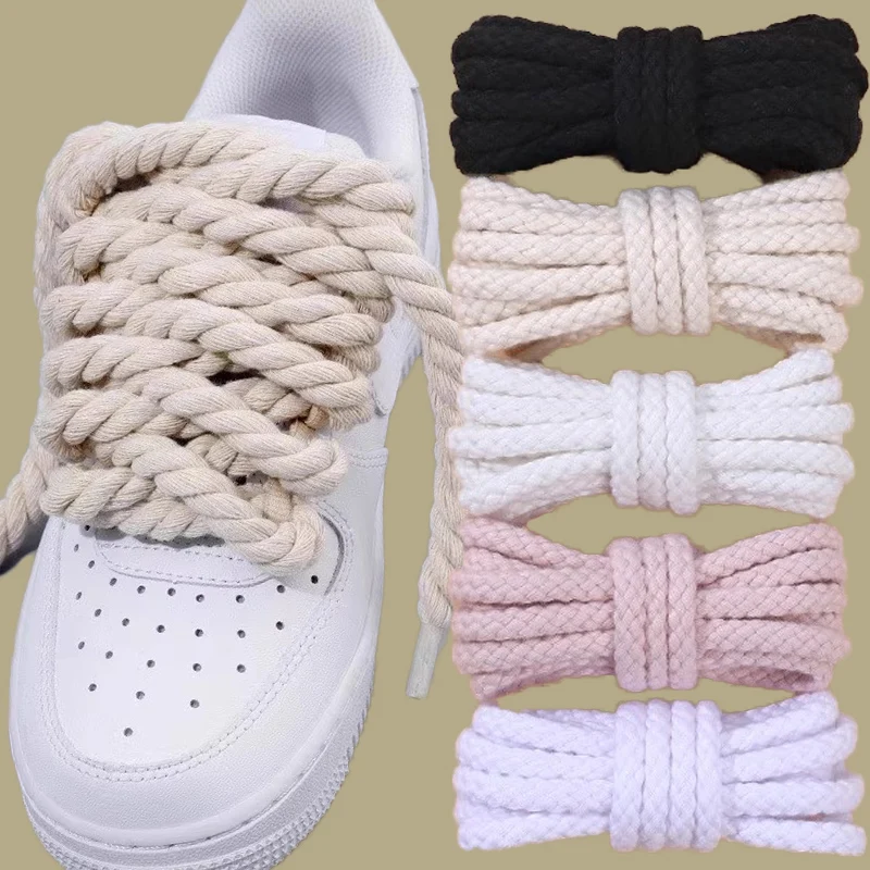 120/140/160cm negrito algodão linho torção tecer cadarços corda de madeira laços das mulheres dos homens tendência personalidade esporte sapatos casuais laços