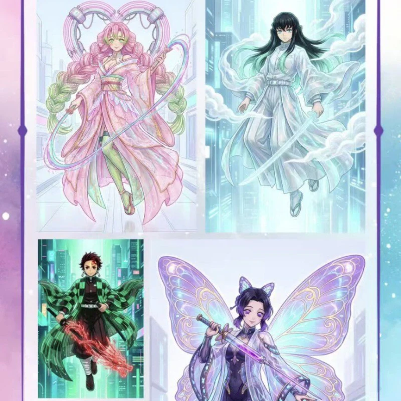 Demon Slayer Kimetsu no Yaiba Chromatic Feathers Acrylic Art Board Collection Anime Trading Cards Double Sided Glow in Dark