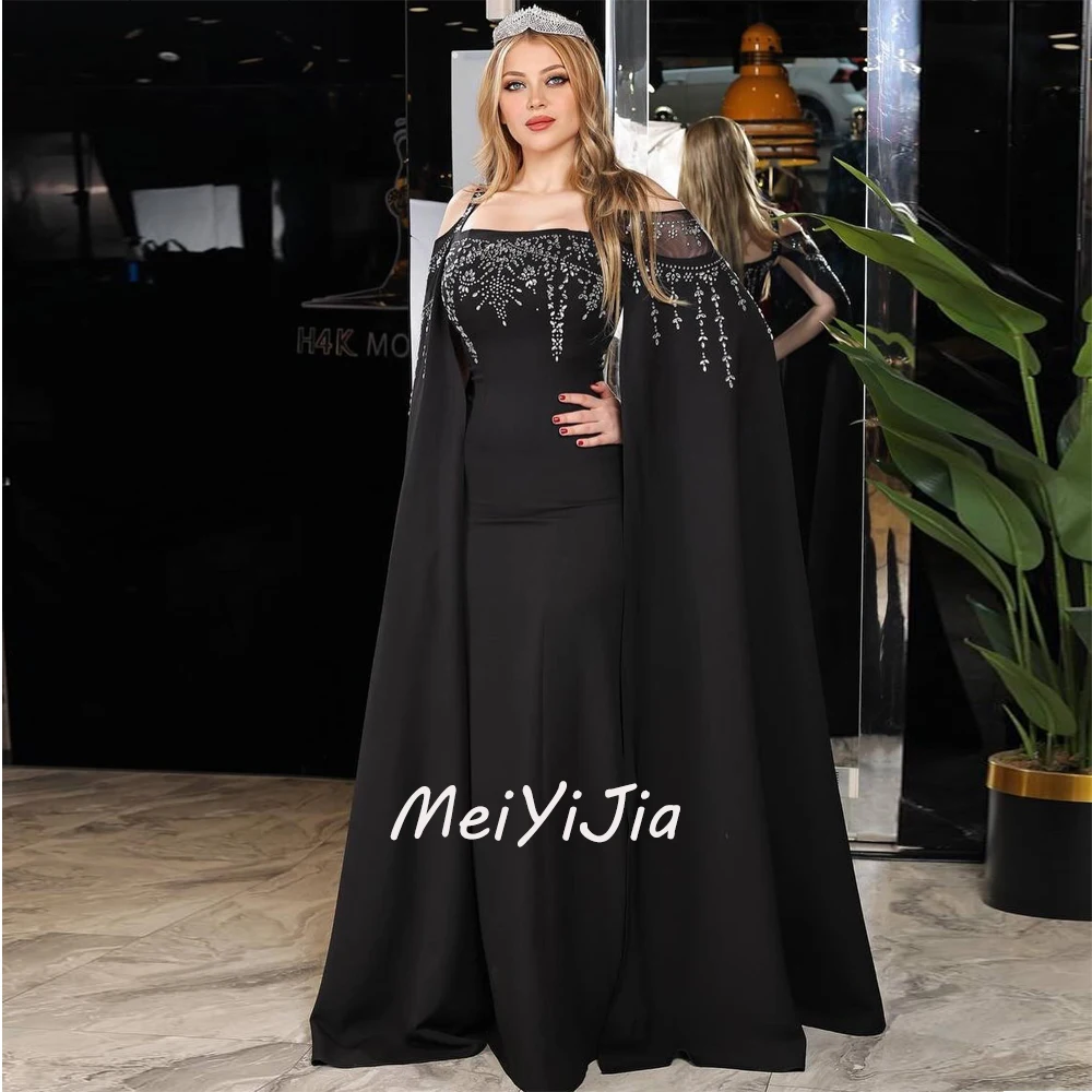 Meiyijia Evening Dress Zipper up Crepe Beaded Sheath Floor-Length Saudi Arabia Sexy Evening Birthday Club Outfits Summer 2024