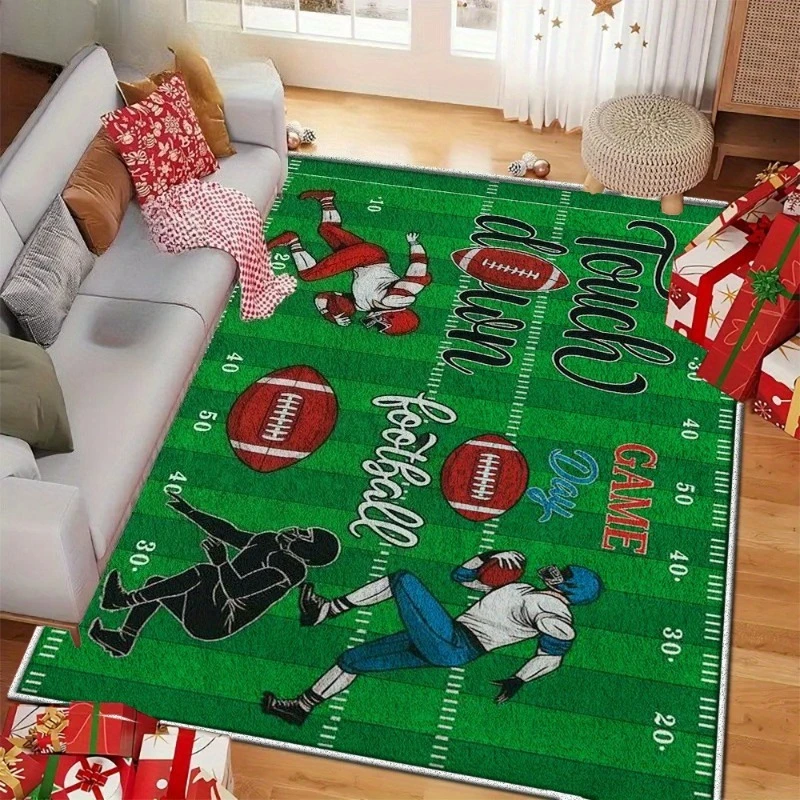 

Green Field Pattern Player Dynamic Design Full of Vitality Bedroom Kitchen Farmhouse Retro Floral Printed Floor Mat Father's Day