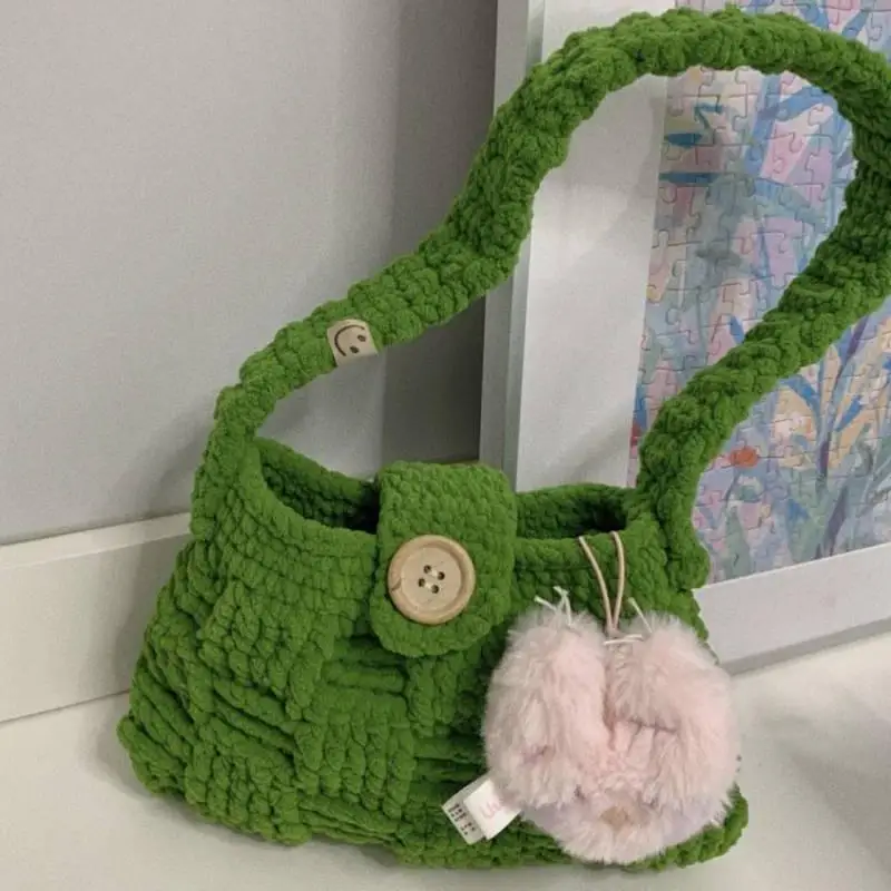 shoulder bag women Armpit bag hand woven ice wool finished bag Crochet wrist bag