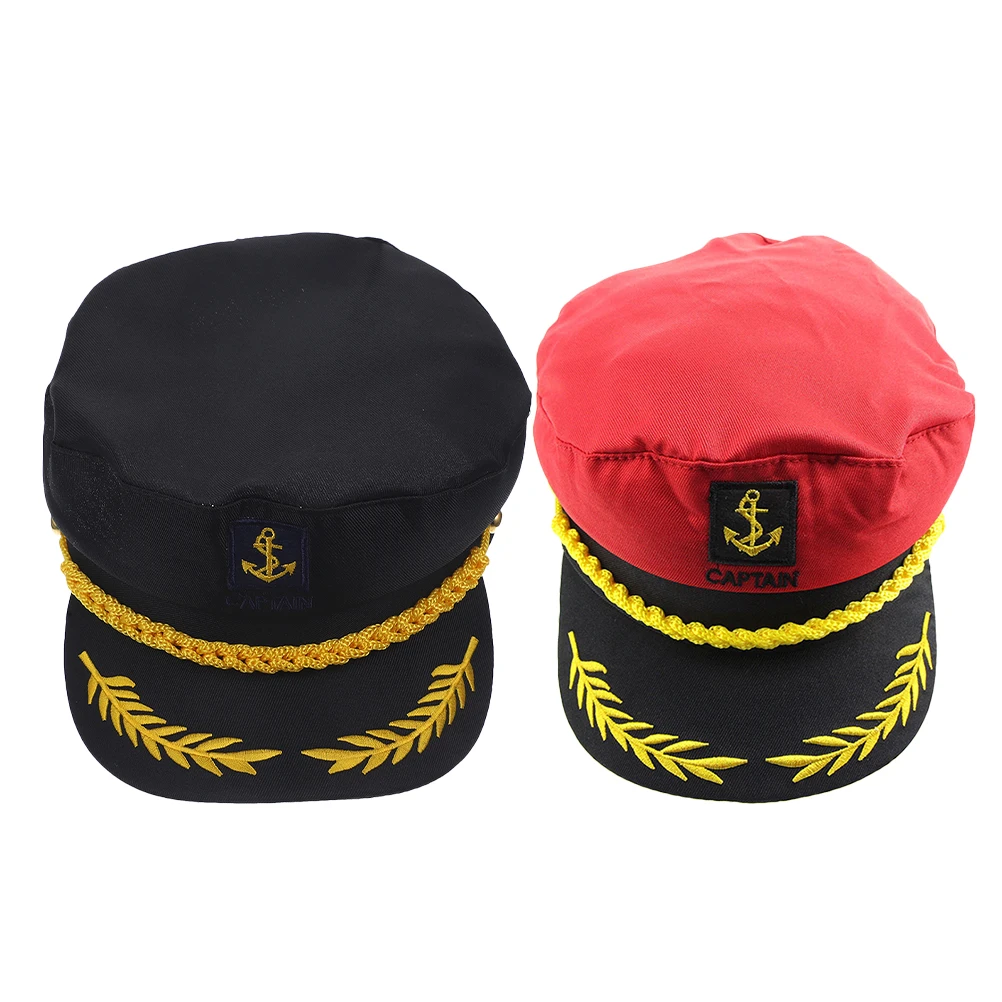 

2Pcs Navy Sailor Dance Captain Hats Comfortable Boat Hat Breathable Classic Color Mens Accessories Boat