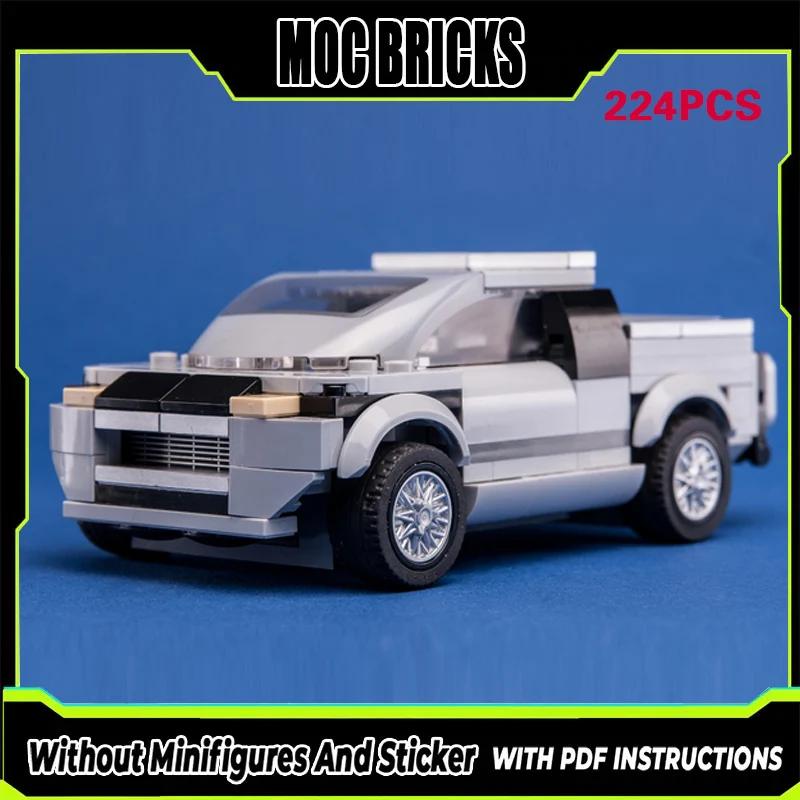 

City Car Model MOC Building Bricks White Light Pickup Truck Modular Technology Gifts Holiday Assemble Children Toys Suit