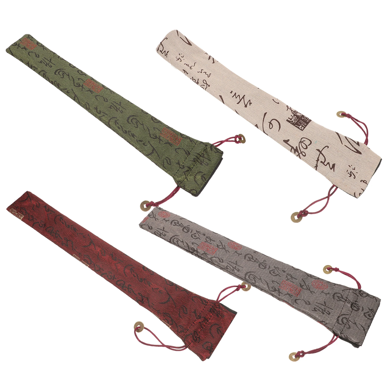 

4pcs Folding Pouches Handheld Bags Portable Storage For Wedding Party Cloth Material Compact Design Folding Fan Organizer Case