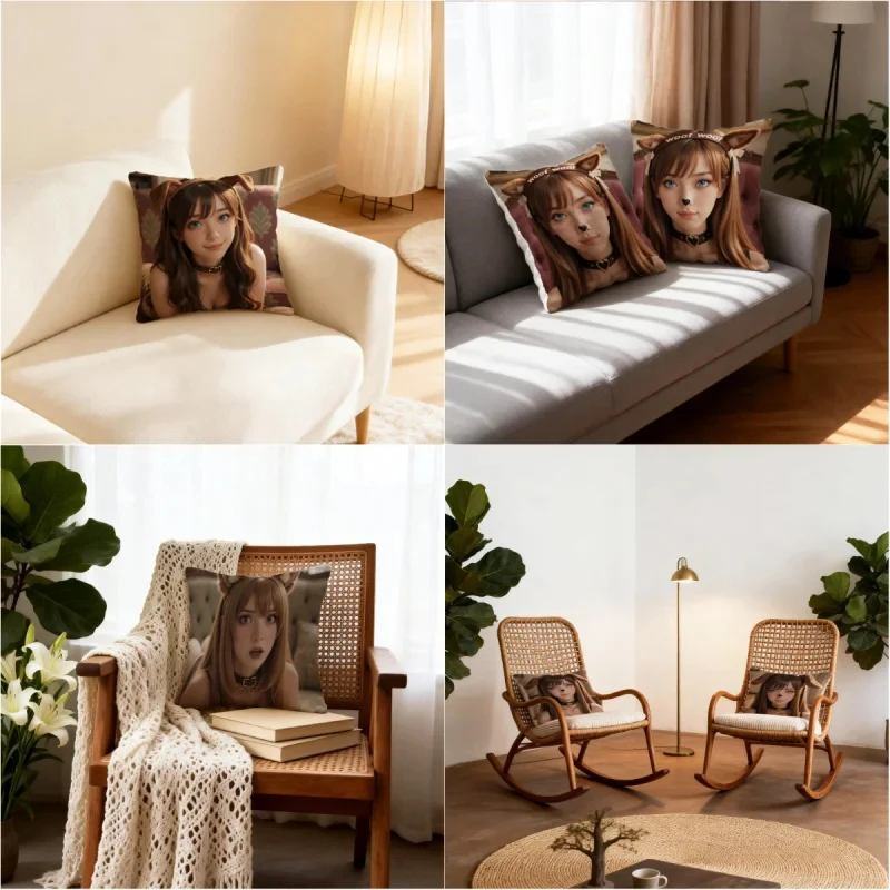 Housse de coussin avec imprimé de figurines de la série Euphoria Season 3 Woof Woof, 18x18 pouces, tissu respirant pour ornement de canapé moderne