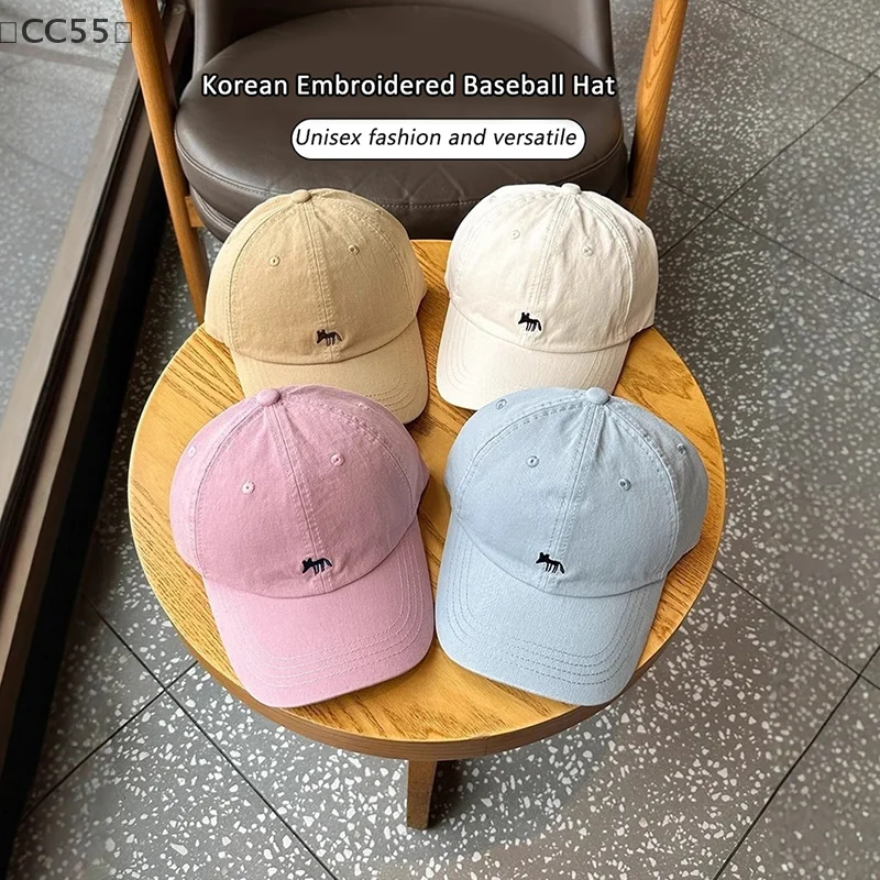 〔CC55〕Fashion Cartoon Fox Embroidery Baseball Caps Men Women Hip Hop Hat Summer Breathable Sun Unisex Streetwear Bone