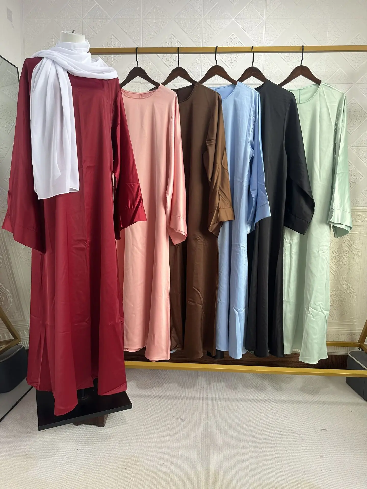 

Eid Ramadan Djellaba Abaya Women Satin Muslim Casual Hijab Long Maxi Dress Turkish Dubai Saudi Kaftan Arab Robe Islamic Caftan