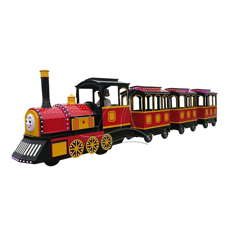 

Tourist Ride on Train Amusement Park Family Games Battery Drive Kids and Adult Trackless Trainpromote sales