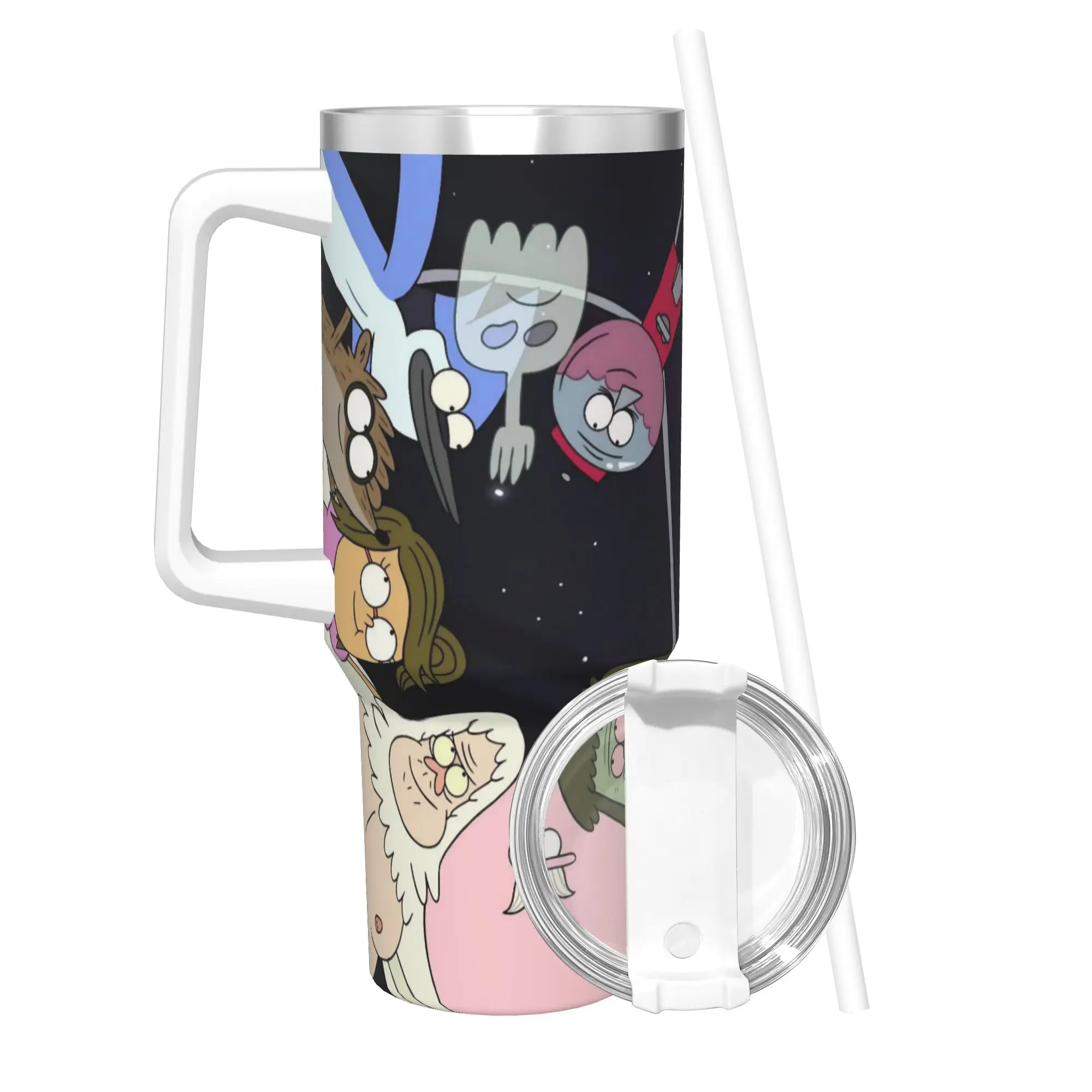 Regulars Show Cartoon Character Tumbler 40oz Stainless Steel Double Wall Vacuum Insulated  Tumblers Cup With Straw