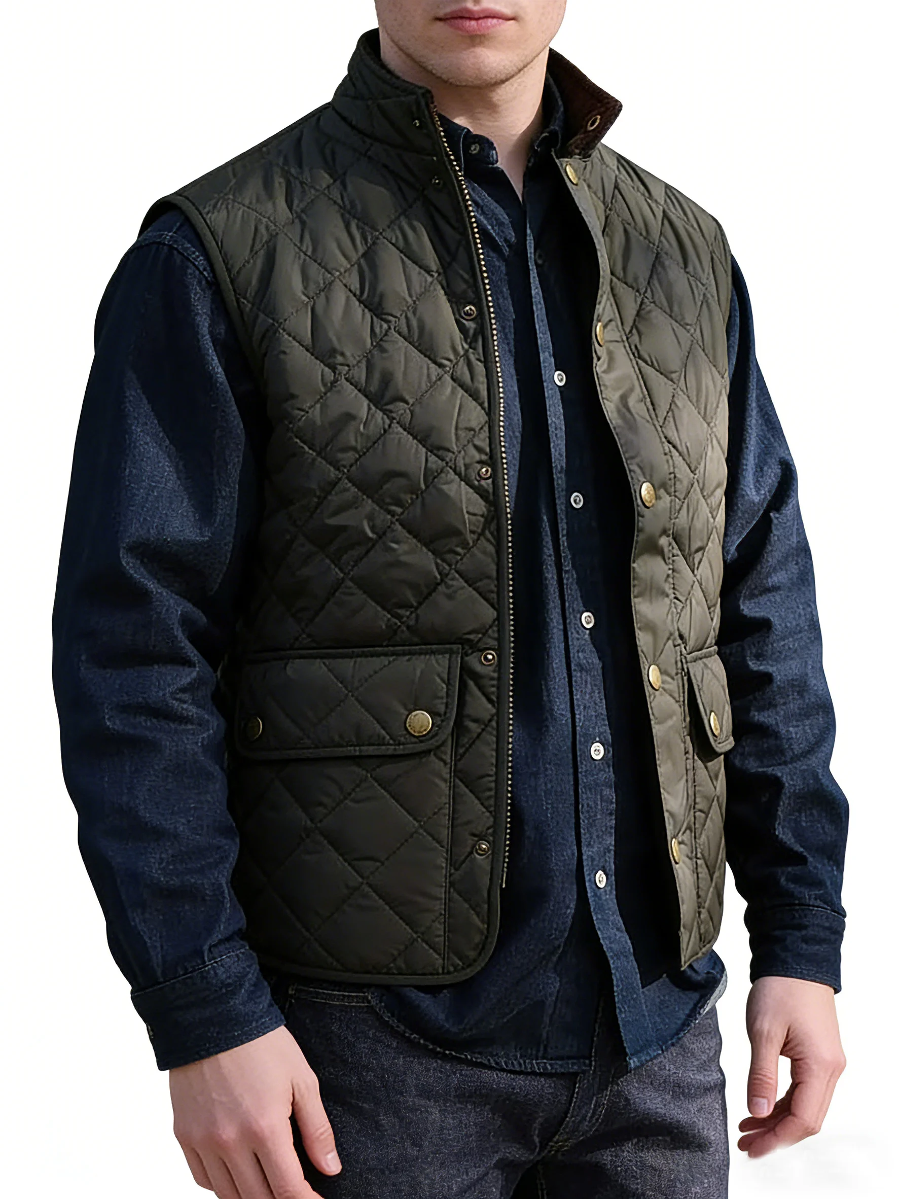 Men's Fleece Lined Cotton Vest Autumn Winter Warm Fashion Inner Wear Multi Pocket Workwear Retro Style Standard Fit Business ...