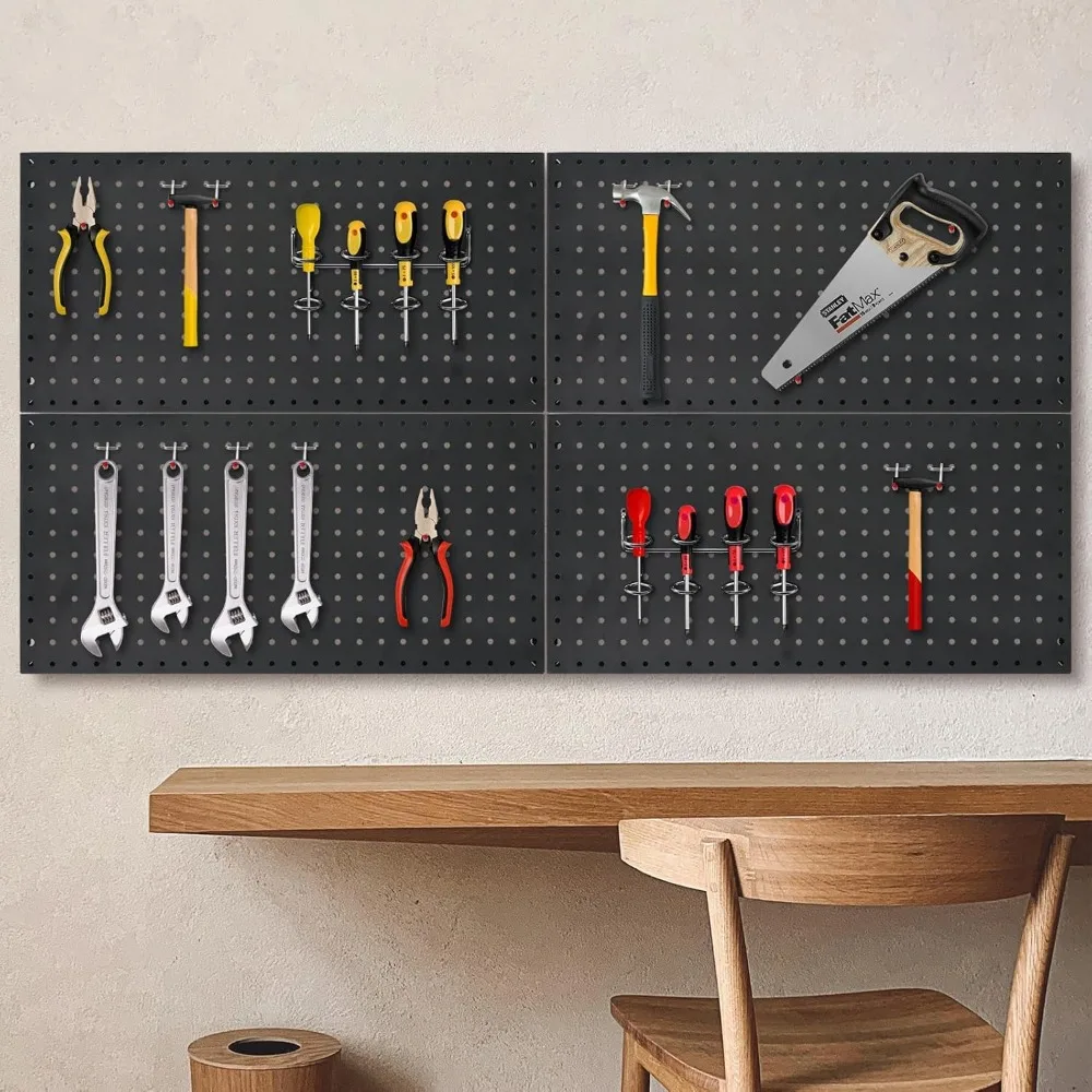 

4 Packs 24"x12" Pegboard Wall Organizer, Metal Pegboard Panels Tool Organizer, Pegboard Storage System for Shop, Workbench